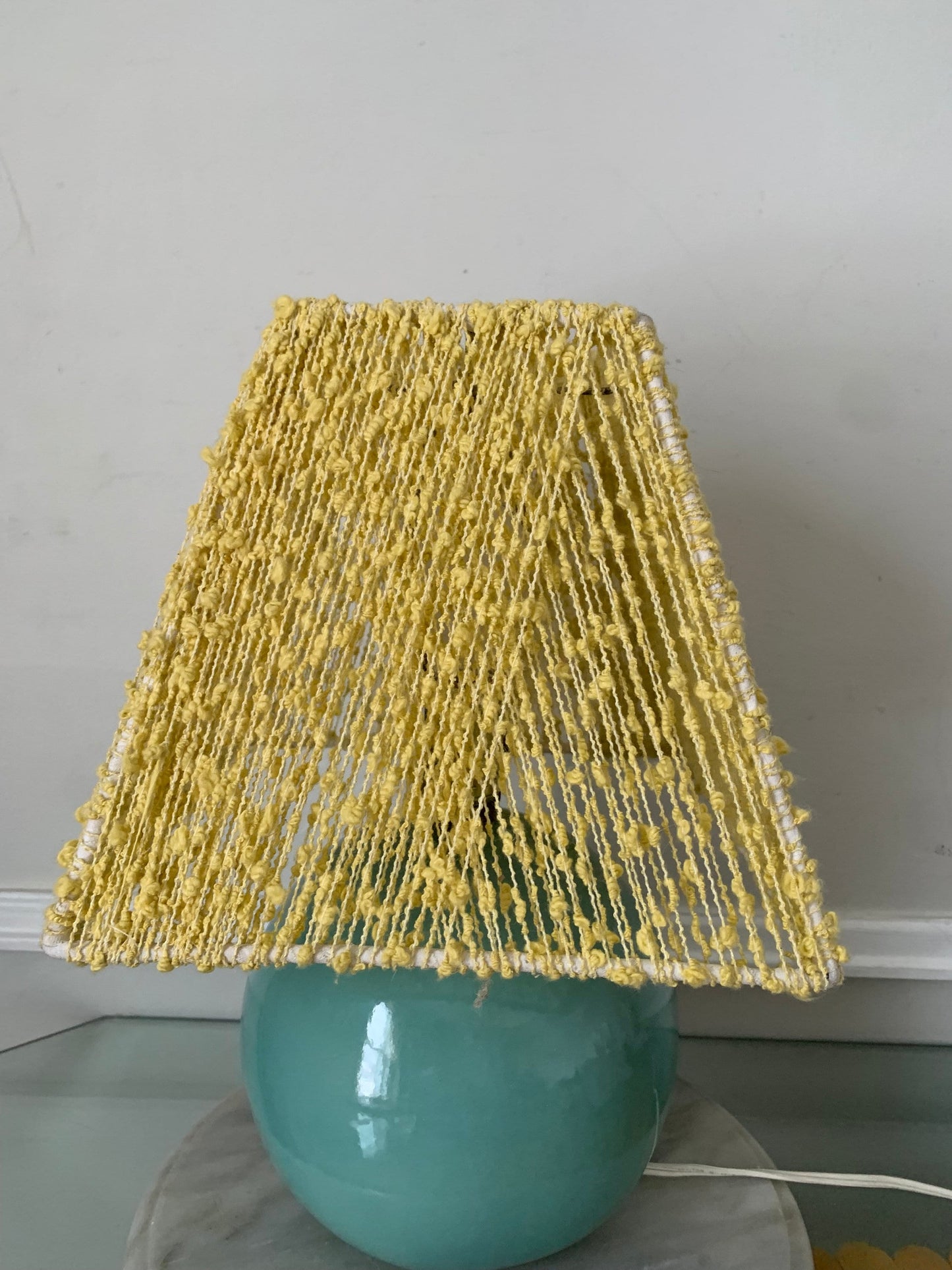 Handmade Small Square Lampshade with Vintage Yellow Fibre