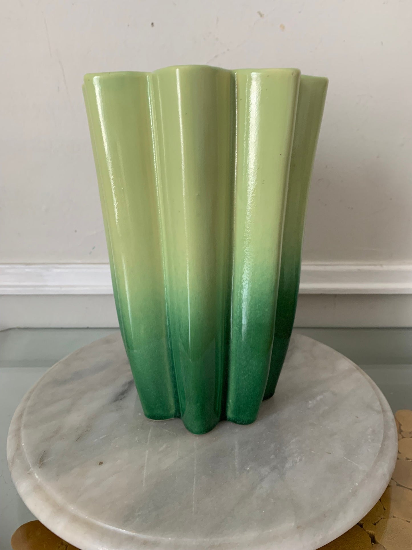 Vintage Beauceware Green Ceramic Vase Made in Canada