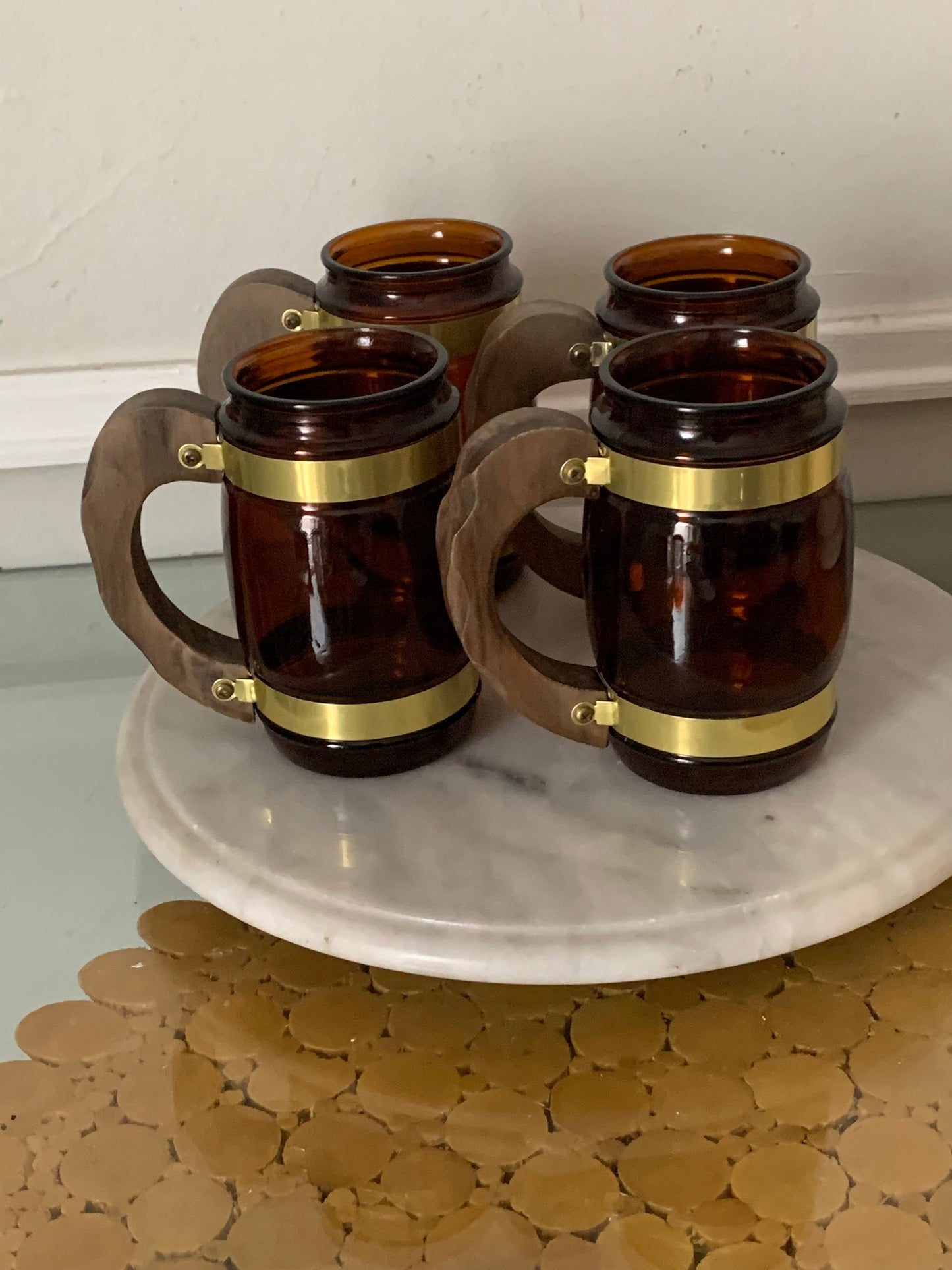 Set of 4 Siesta Ware Rootbeer Glass Barrel Mugs