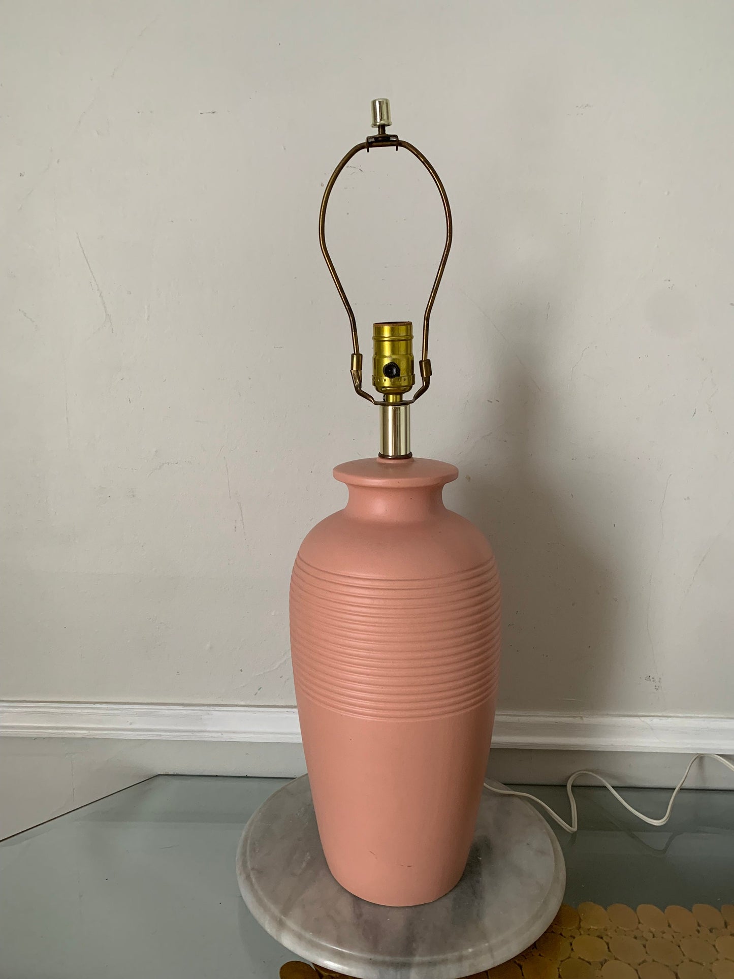 Tall Retro Pink Ceramic Table Lamp No Shade