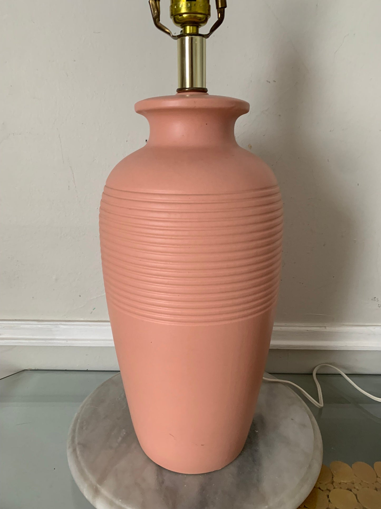 Tall Retro Pink Ceramic Table Lamp No Shade