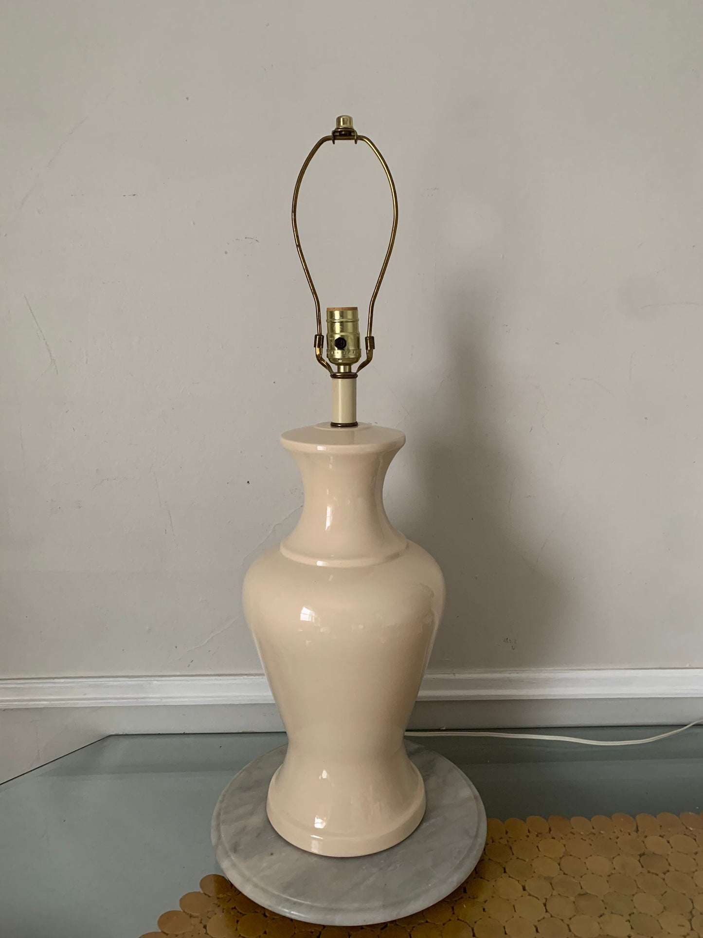 Tall Vintage Cream Ceramic Ginger Jar Lamps No Shade