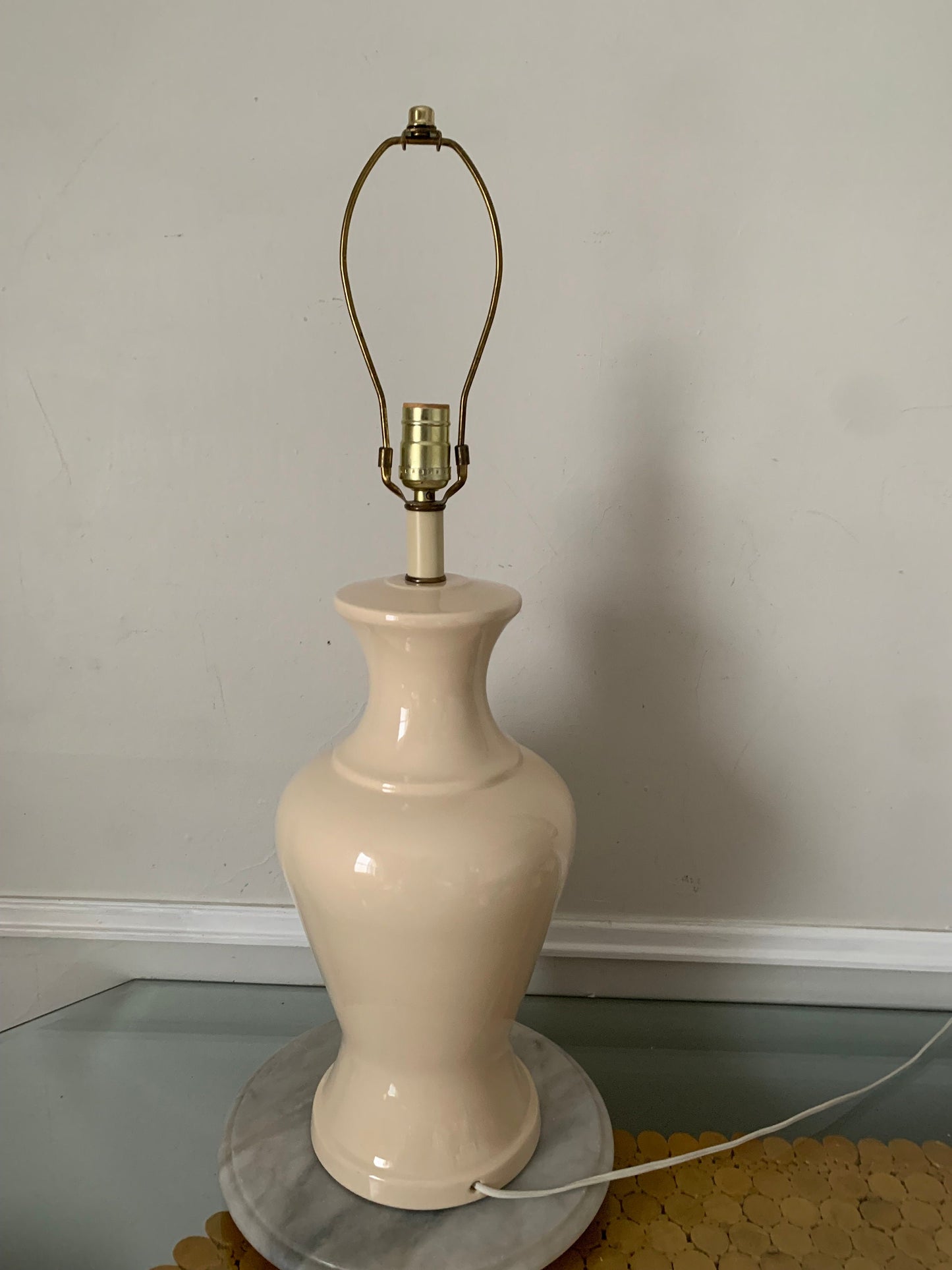 Tall Vintage Cream Ceramic Ginger Jar Lamps No Shade