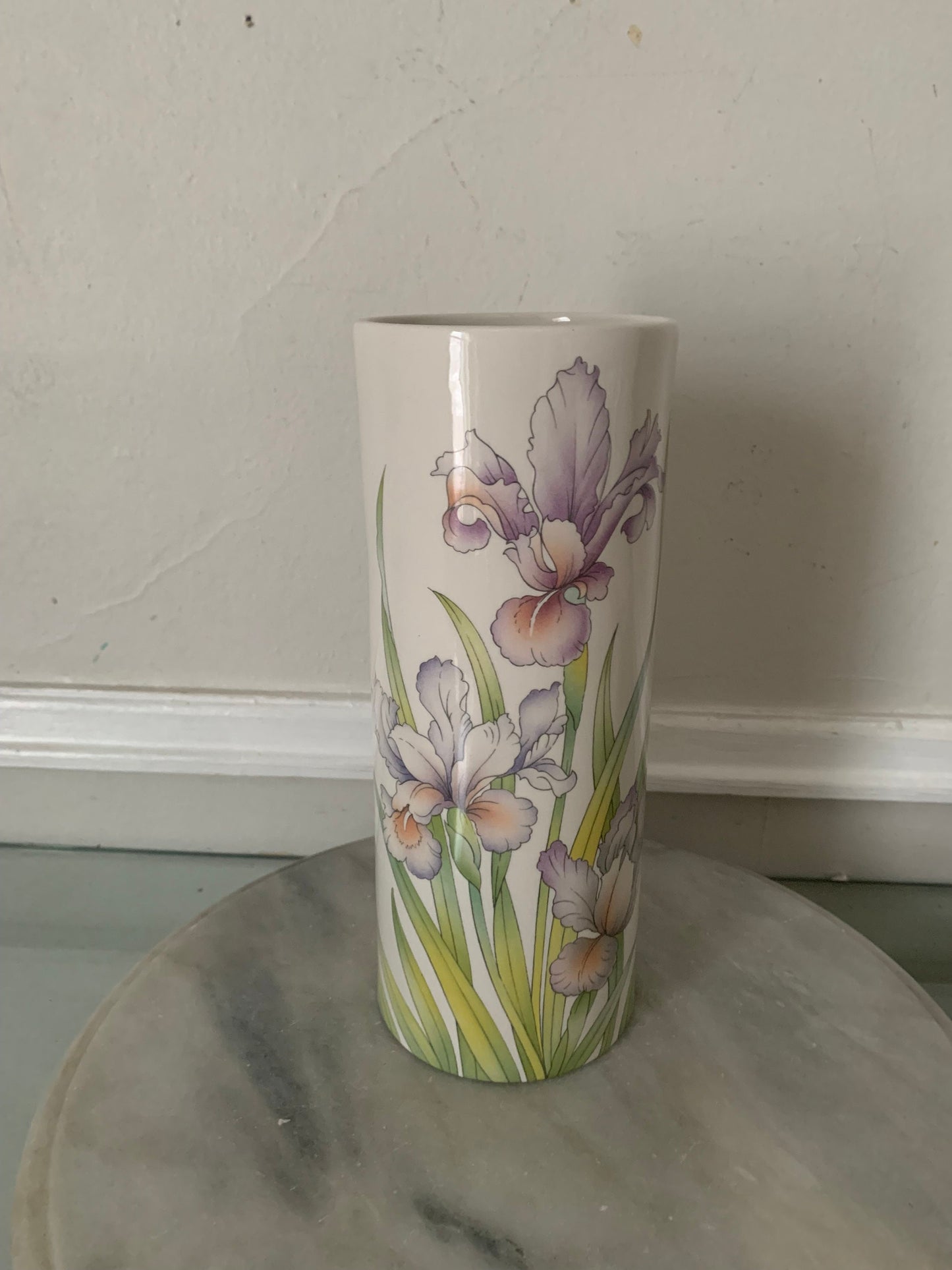 Retro Tall Sadler Ceramic Irises Vase Made in England