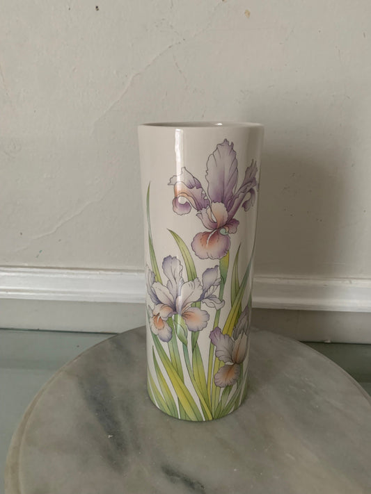 Retro Tall Sadler Ceramic Irises Vase Made in England