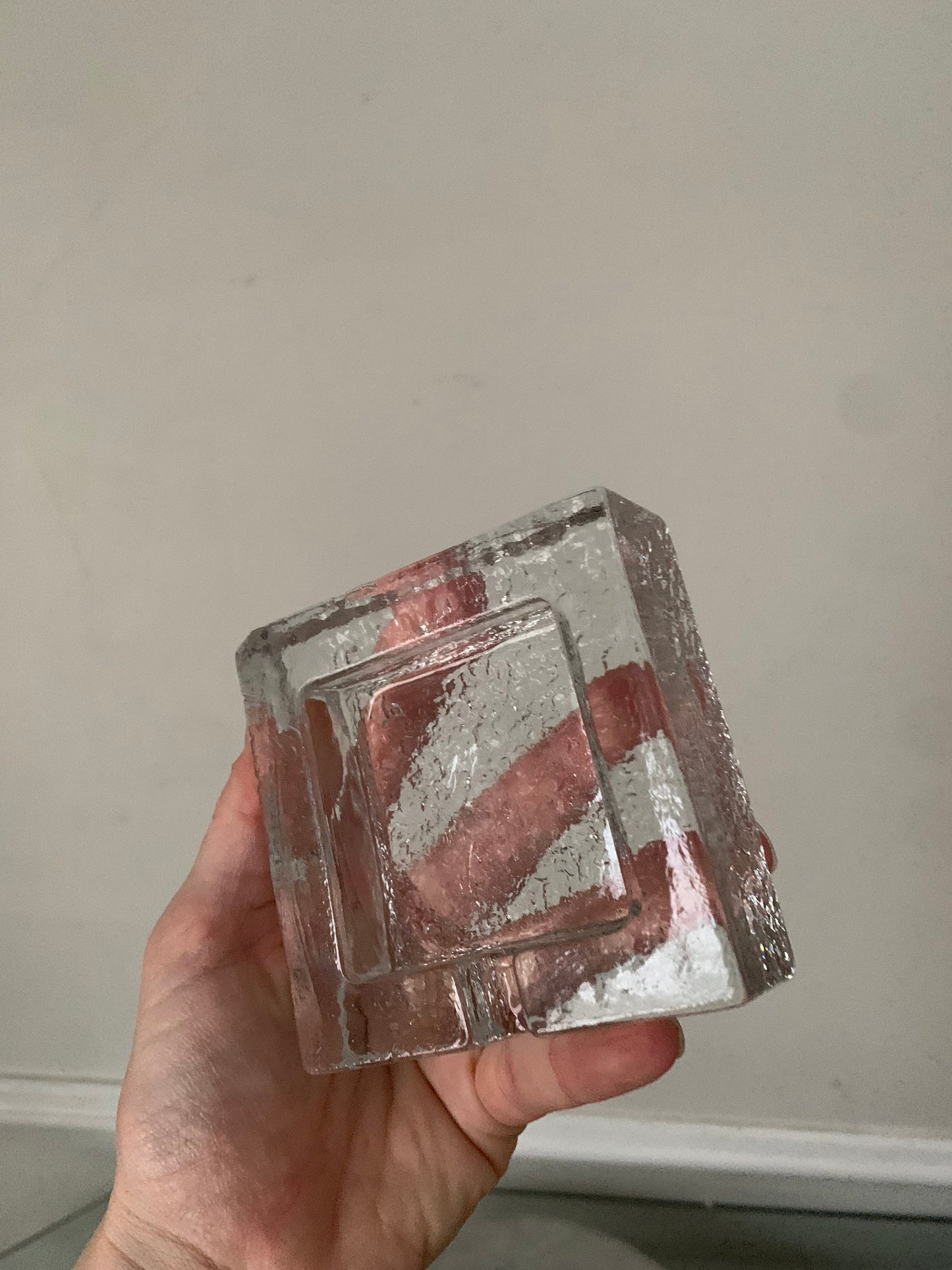 MCM Clear Square Bark Glass Ashtray