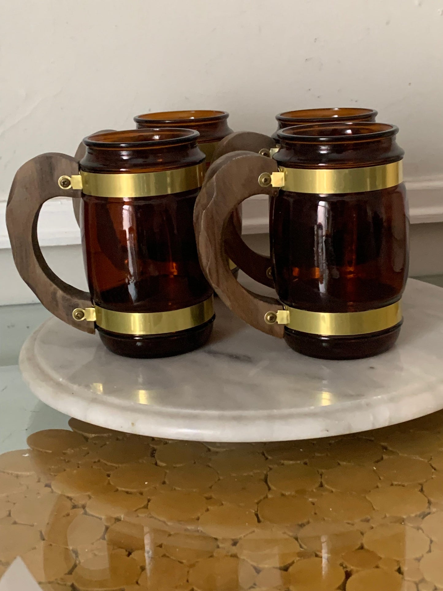 Set of 4 Siesta Ware Rootbeer Glass Barrel Mugs