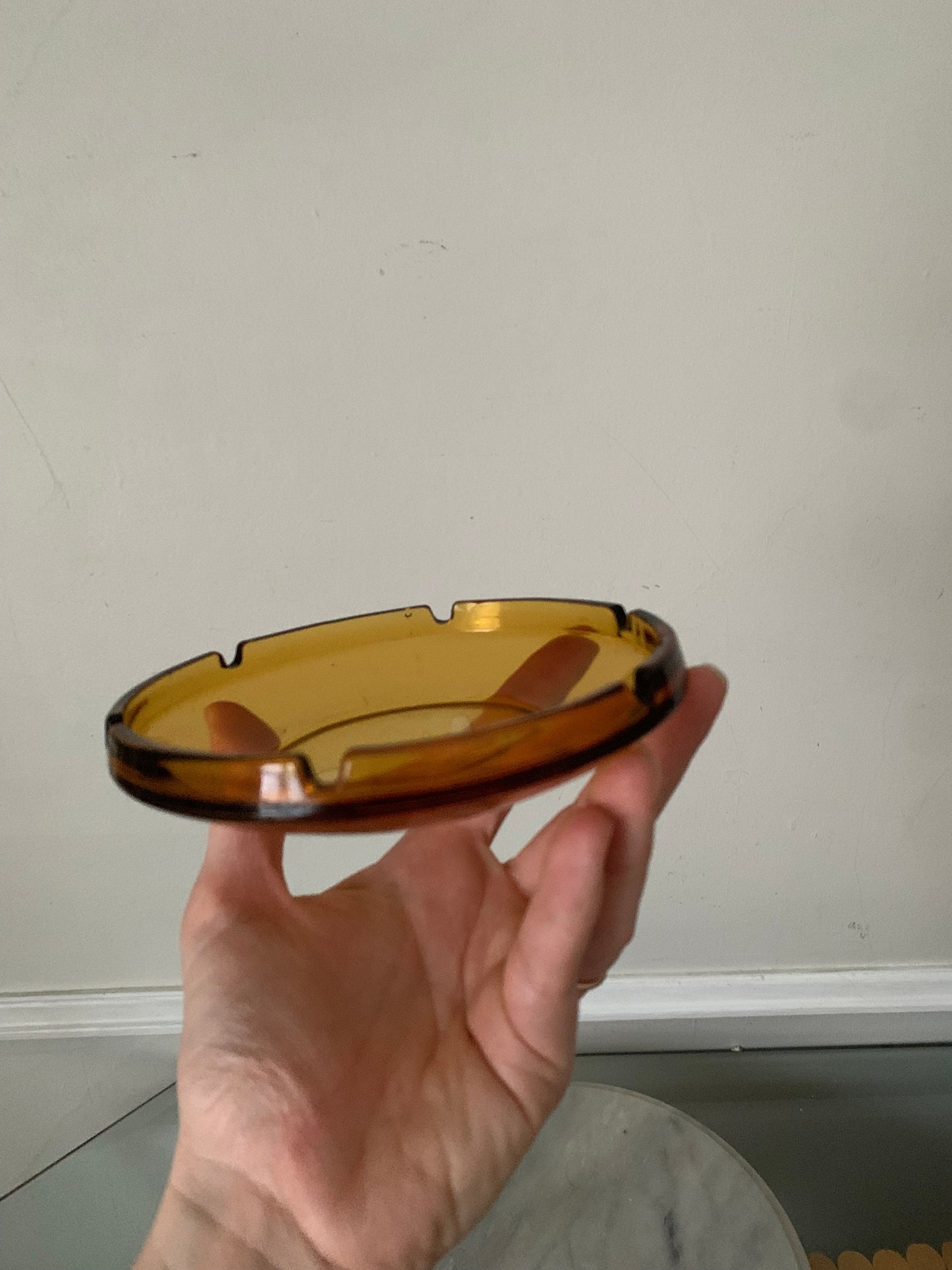 MCM Round Amber Elsador Ashtray Made in Spain