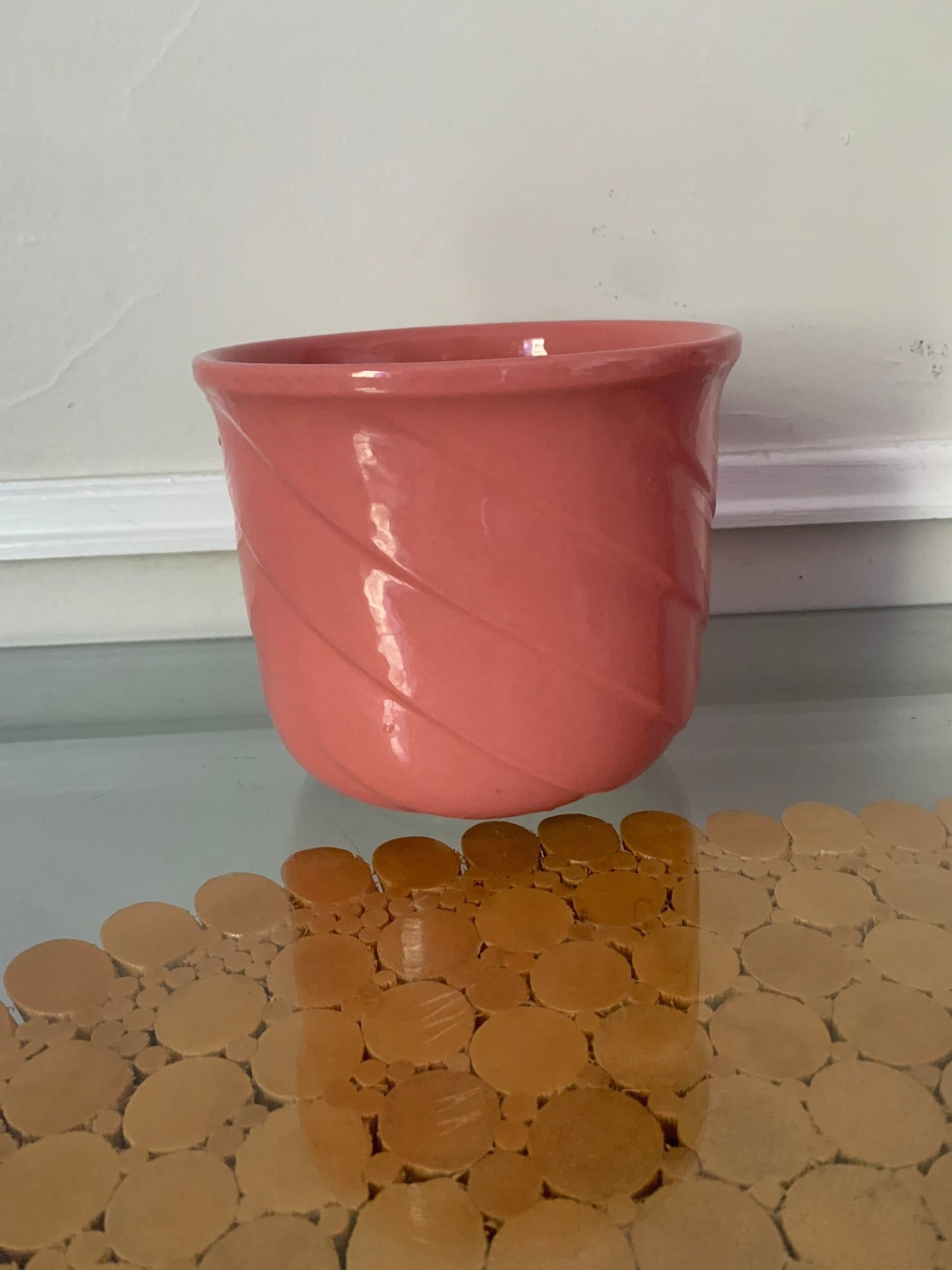 Retro Medium Deep Pink Ceramic Planter W Germany