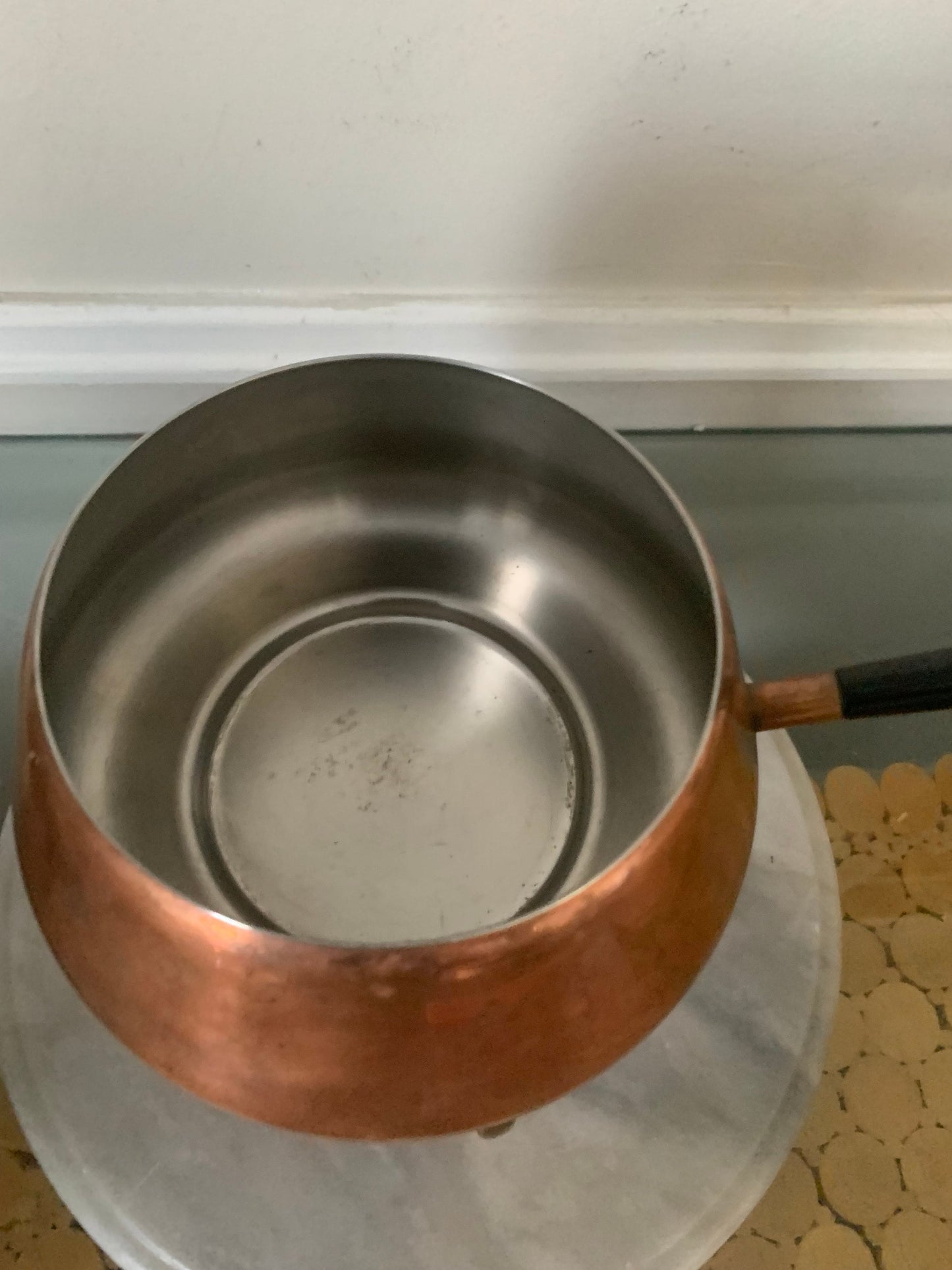 VIntage Copper Fondue Pot with Brass Stand