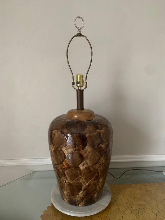 Large MCM Brown Pottery Lamp  Shade not Included